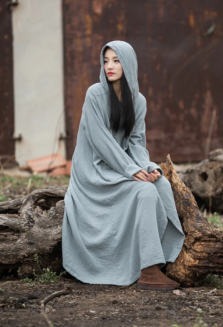 Women's Hoodie Long Sleeve Black Trench Coat 2023 Female