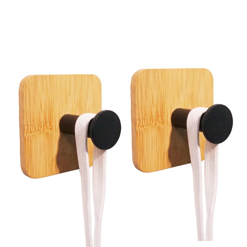 New Wall Wood Hook Decorative Coat Cloth Hanger Hook 3M Adhesive Bathroom Towel Robe Holder Rack Kitchen Gadgets Organizer Hook 5
