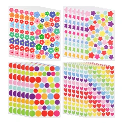 Vibrant Star & Flower Heart Dot Stickers for DIY Crafts and Decoration (20 Sheets Mix)