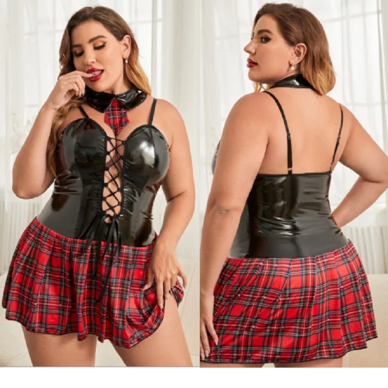 Plus Size Damskie Sexy Roleplay Mundurek Szkolny Damskie Erotyczne Cosplay Kostiumy Z Bielizną Uczennicy Element Ubioru Stroje Imprezowe Fliter