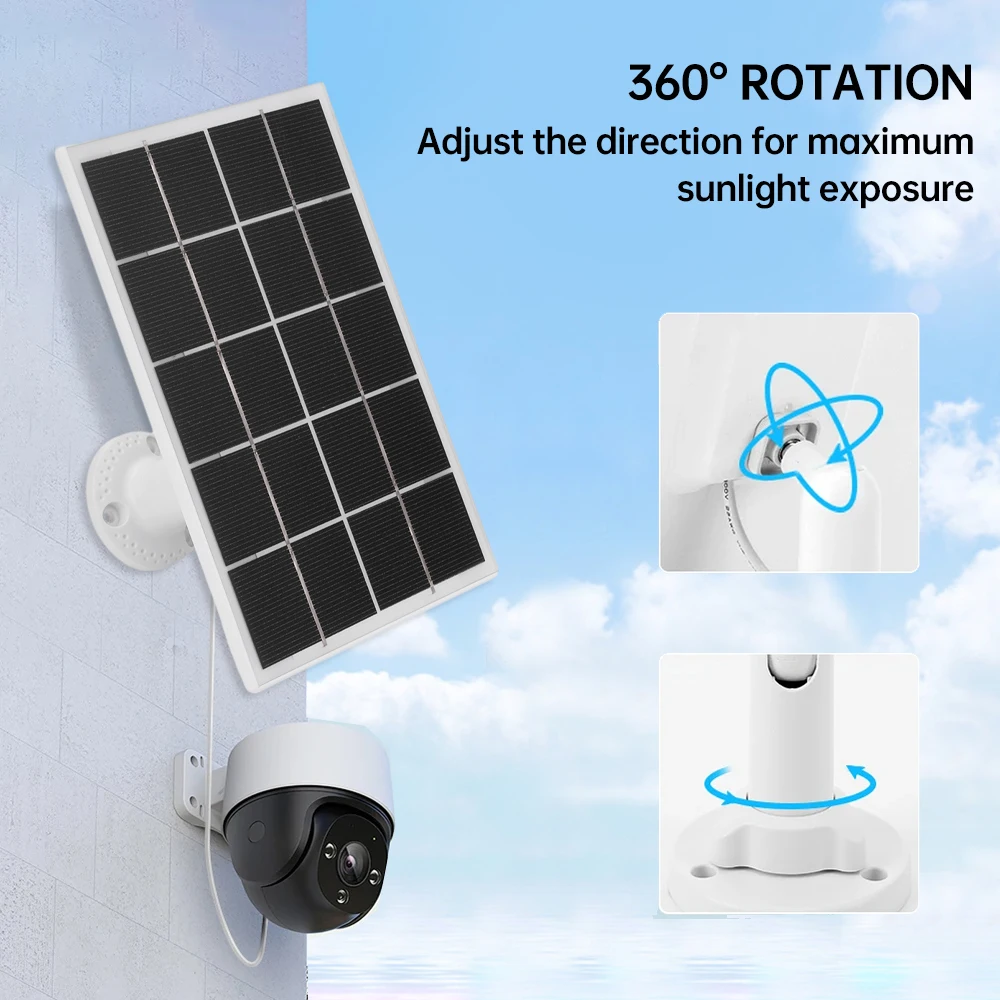 5V 8W Solar Panels For Eufy Eufycam Micro+ Type-C/DC5521 Wall Mount Waterproof Solar Cell System Outdoor Battery Supply