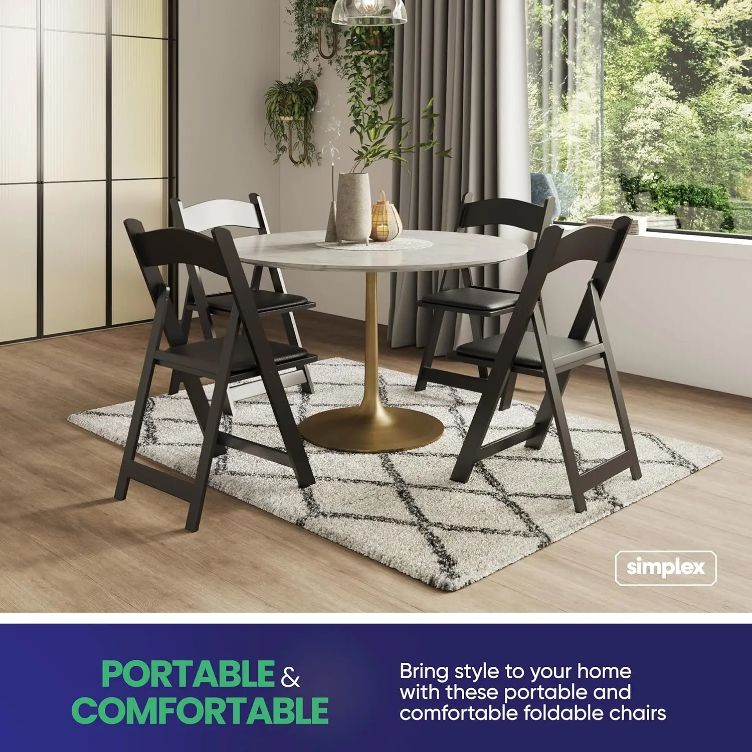 72 Black Resin Stackable Folding Chair Comfortable Black Foldable Chair Folding Chairs with Padded Seats Chairs