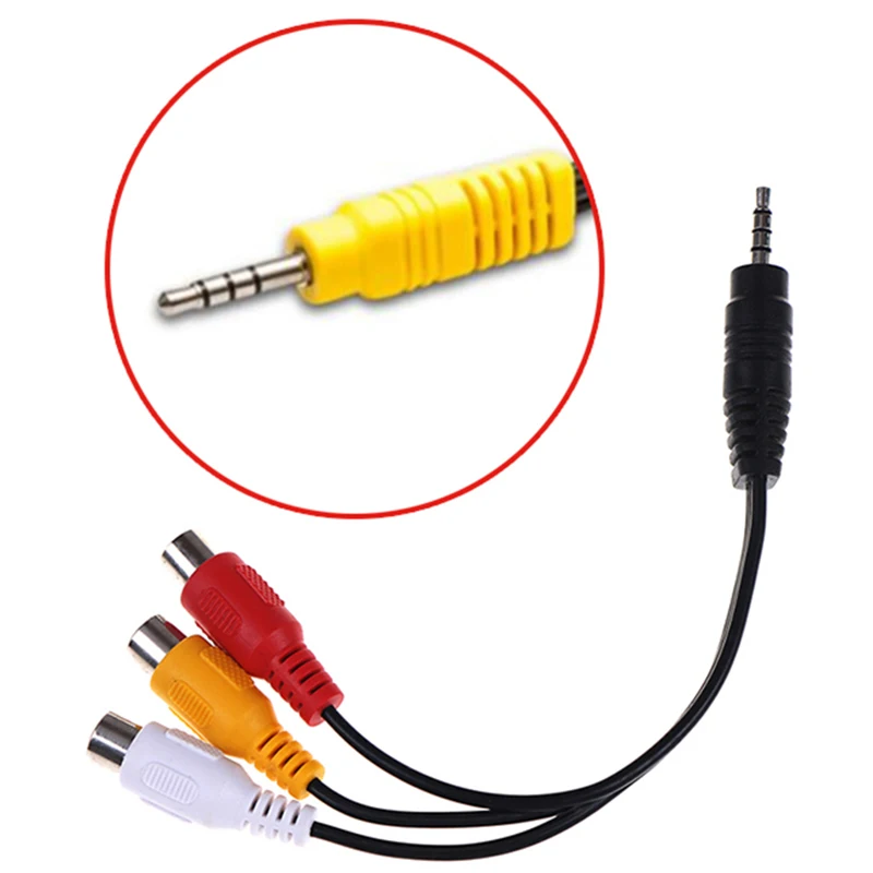 3.5 mm to RCA AV Camcorder Video Cable,3.5mm Male to 3RCA Feale Plug