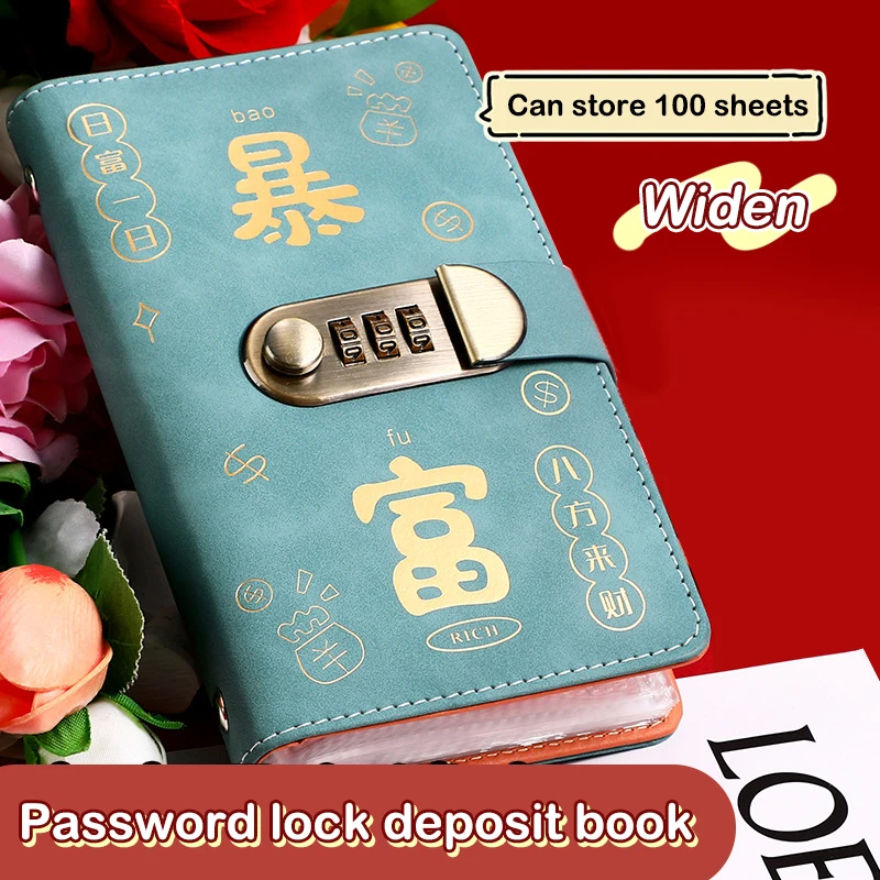 100 Zarf Para Tasarrufu Mücadelesi Bağlayıcı Yeniden Kullanılabilir Tasarruf Para Mücadelesi Dizüstü Bütçe Kitabı Şifre Kilidi Ile PU Sayfalar