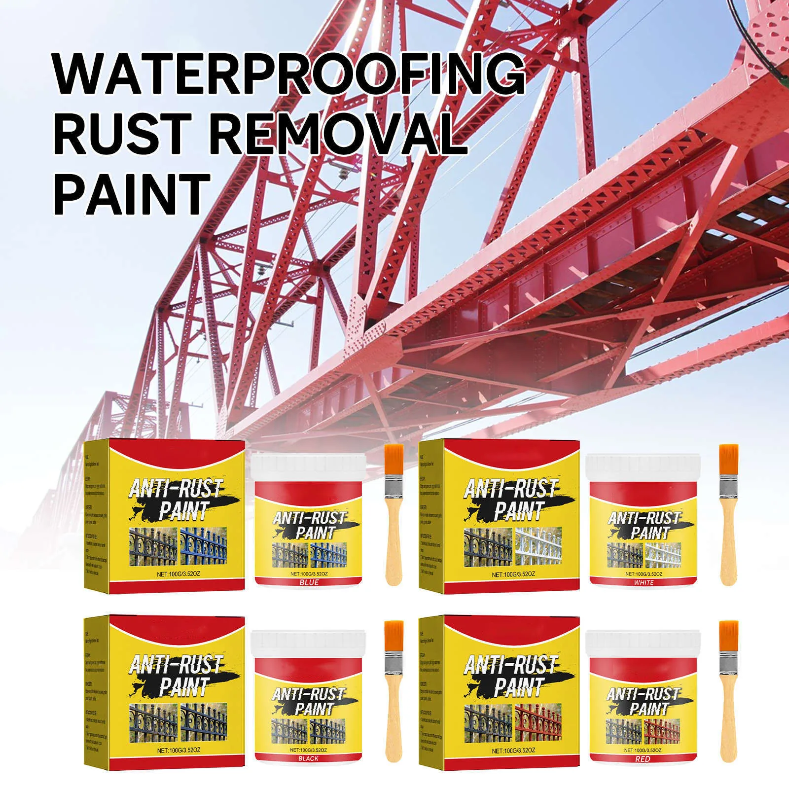 100g Multi-Purpose Metal Rust Remover Water Based Paint Rayhong Anti Rust Primer Car Conversion Agent Metal Renovation