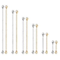 Stainless Steel Adjustable Extension Chain with Lobster Clasp (12pcs)