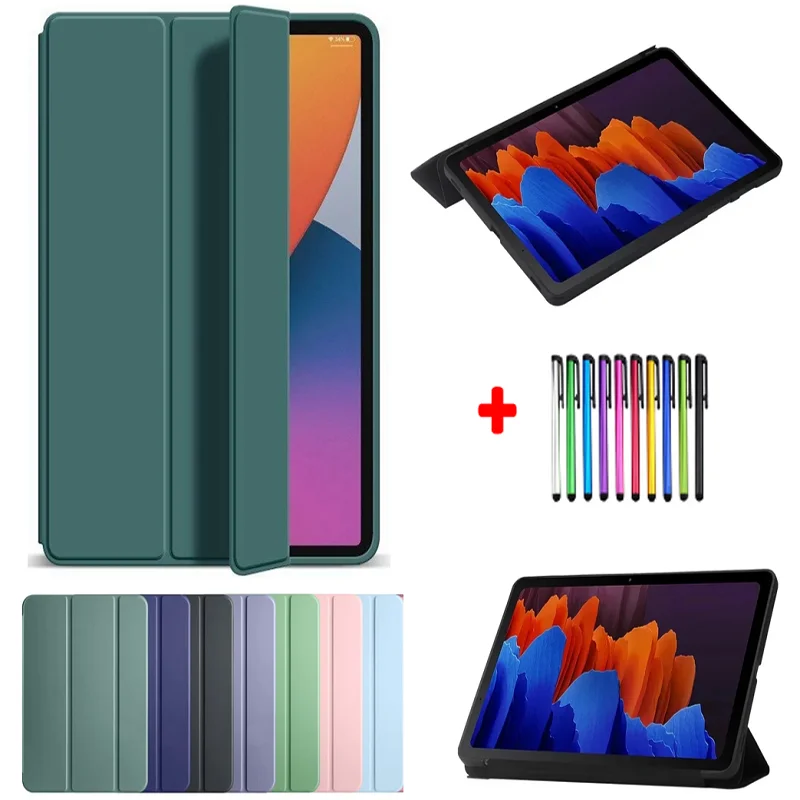 Premium Tri-Fold Leather Tablet Case - Soft Back Cover with Pen Holder for 11.35 inch Tablets (2023 Edition)