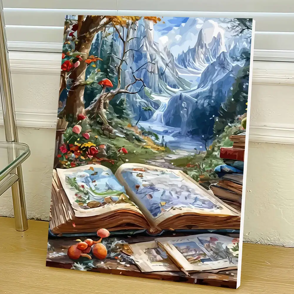 DIY Digital Oil Painting Book Painting By Numbers Adult Kit Forest Landscape Mountain Scenery Wall Decoration Living Room