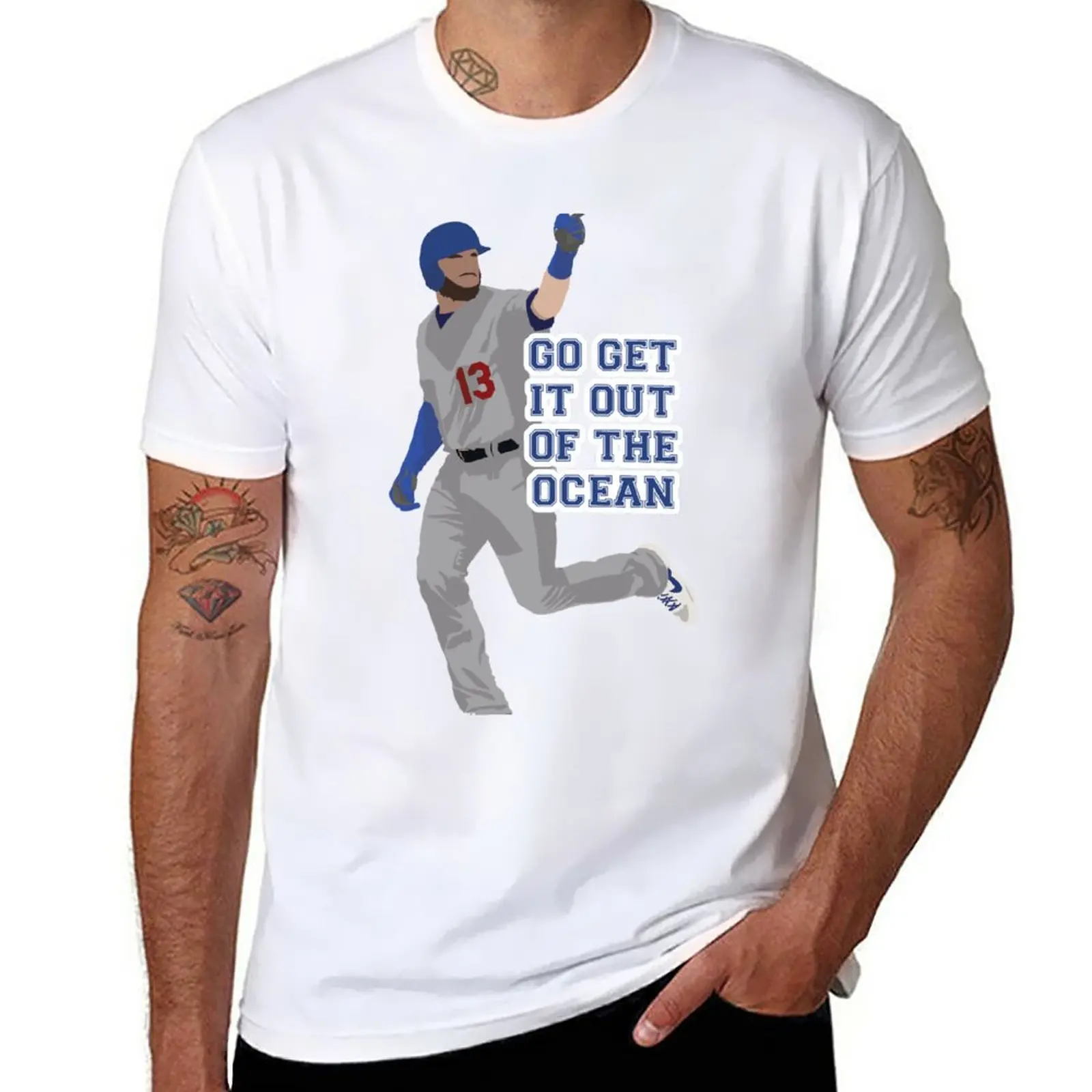 Max Muncy Go Get It Out Of The Ocean T-Shirt Summer Top Oversize T-Shirt Ad Asciugatura Rapida Per Uomo Cotone