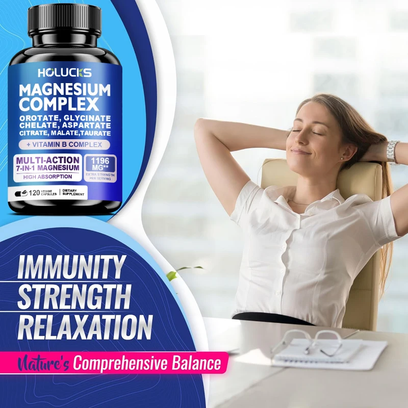 Buy 1 Get 1 Free! Magnesium Complex Supplement, with Vitamin B6 & Vitamin C, for Sleep, Stress Relief & Muscle, Strong Nerves 4