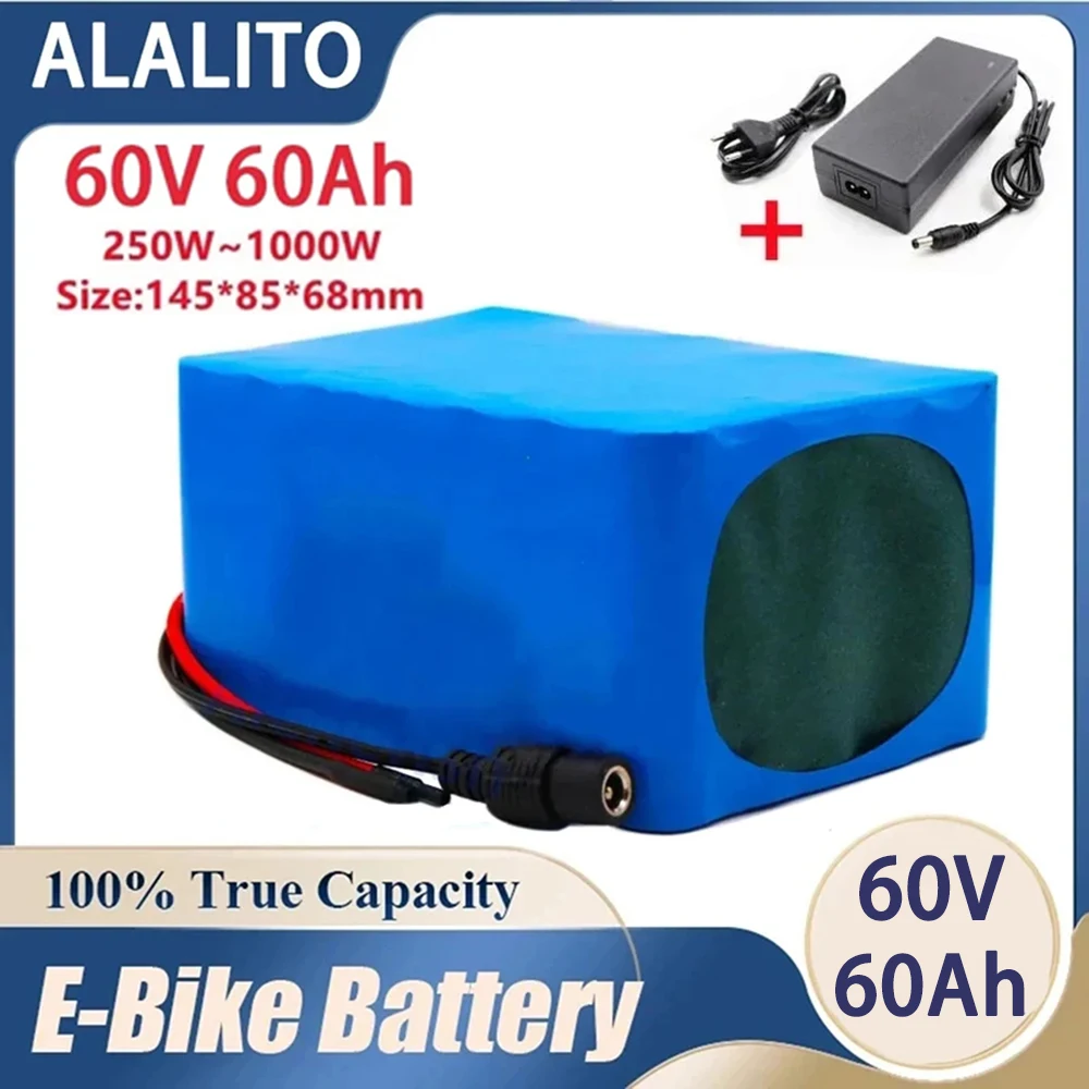 

Новый 60V 16S2P 60Ah 18650 литий-ионный аккумулятор 67,2 V литий-ионный 60Ah r с 40A BMS 750W 1000 Вт