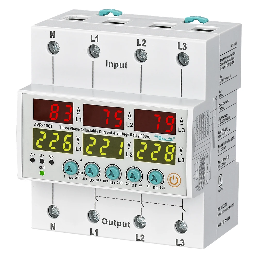 Samwha-dsp Avr-xxtf Relé Proteção Ativa de Sobrecorrente e Tensão 3x380v 63a80a100a