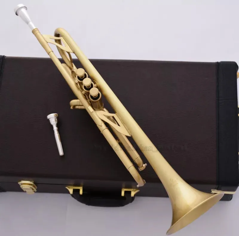 Professional Matt Brushed Bb Trumpet Horn Monel 2-Mouthpiece Leather Case
