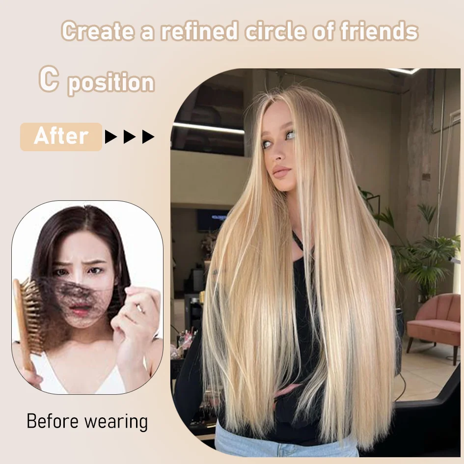 Synthetic wig linen long straight hair with bangs long curly hair ponytail extensions dirty braids Halloween Christmas gifts - 5