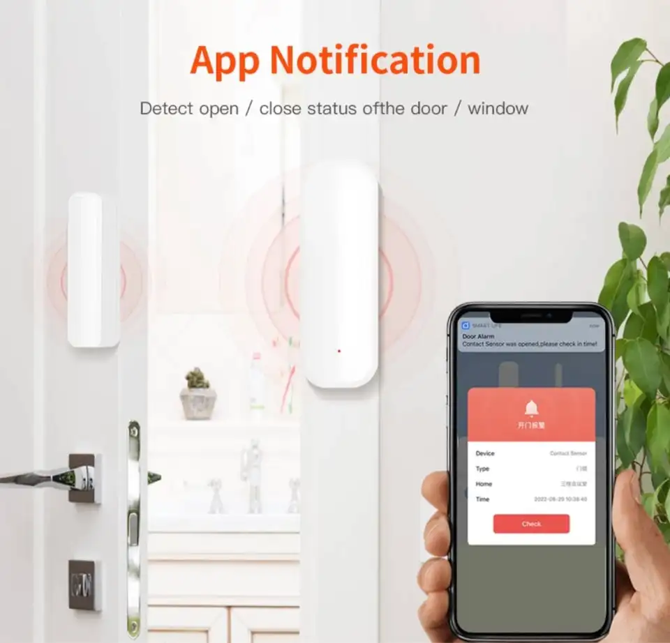 Tuya WiFi ZigBee Smart Door Window Sensor Detector Home Security Protection Alarm System Smart Life Via Alice Alexa Google Home for Door Window Sensor