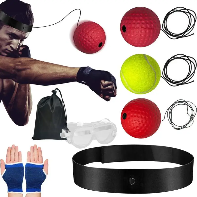 

Boxing Reflex Headband Ball Wearable Speed Training Punching Ball Set With Elastic Headband Boxing Response Trainer For