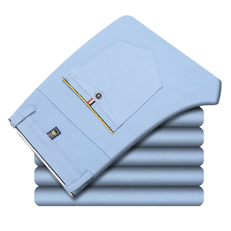 Men Trousers Slim Pleated Casual