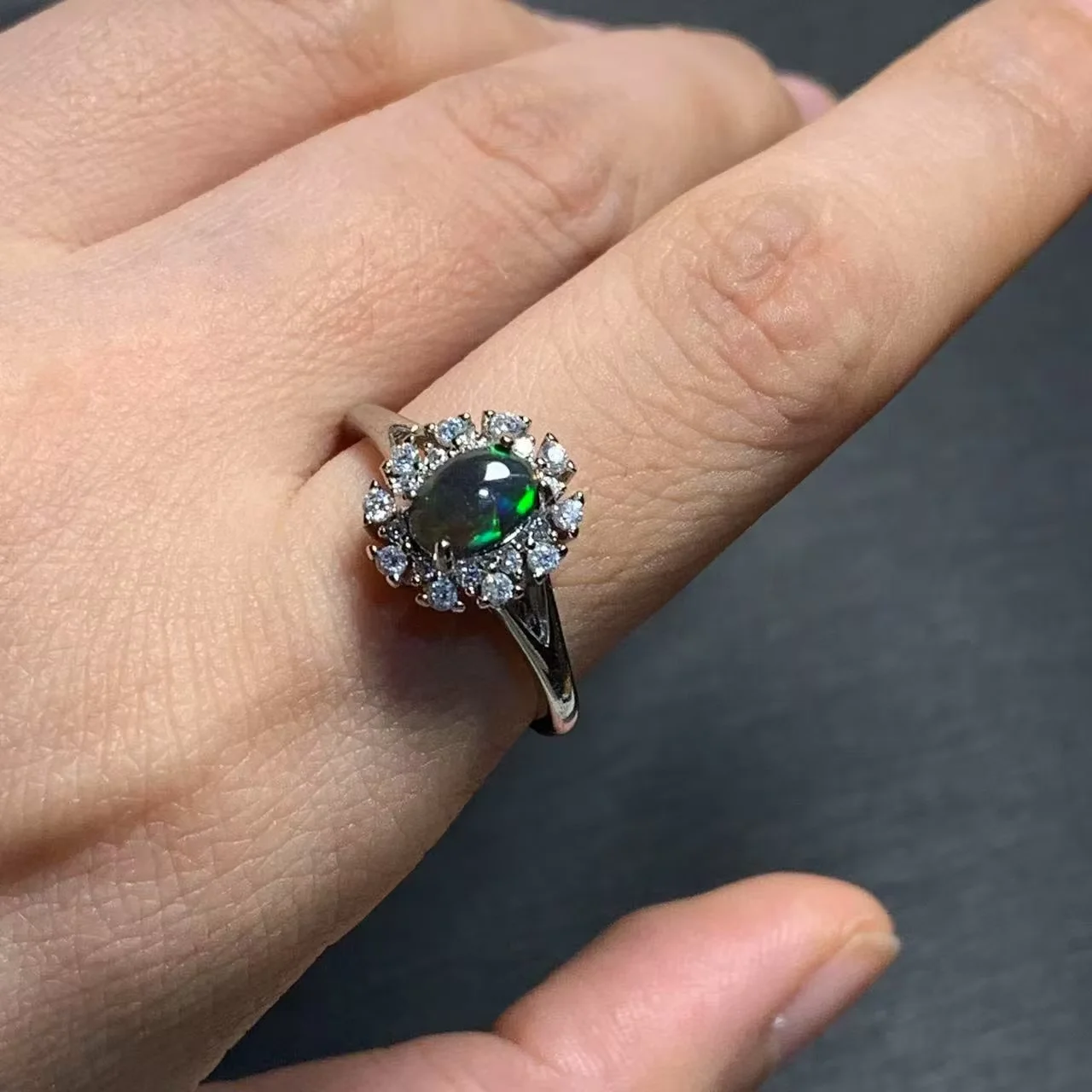 MM Natural Opal Ring Adjustable Female Ring Jewelry for Women Gift Wholesale High Quality Vintage Fine