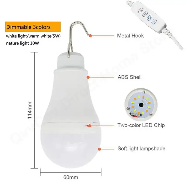 Bombilla Led recargable Usb 5w 23811 Matel Alfadyser 5 Horas