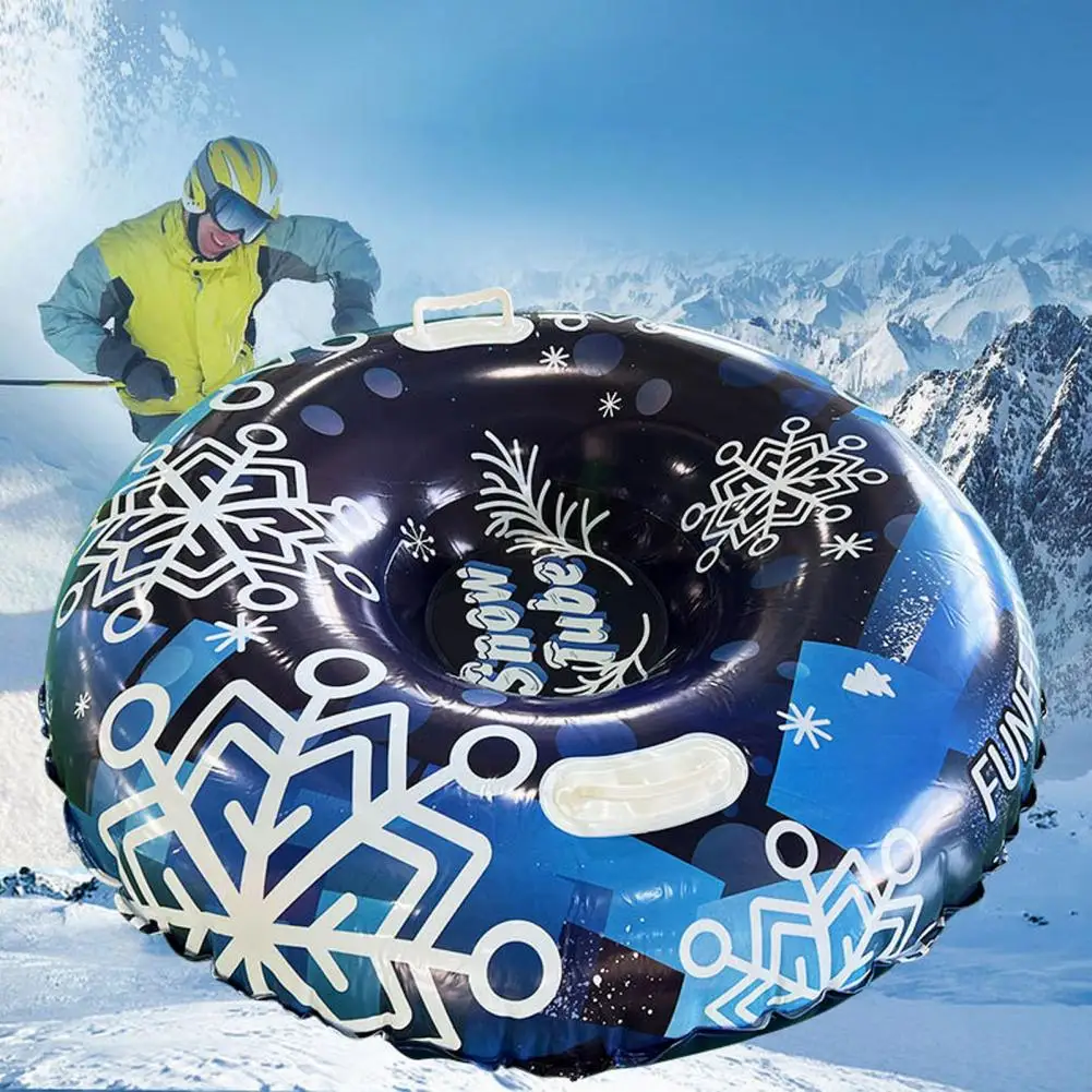 Inflatable Snow Tube Snow Sled Handles Sledge Circle Tire Tube Thickened Winter Sports Inflatable Skiing Circle Rings
