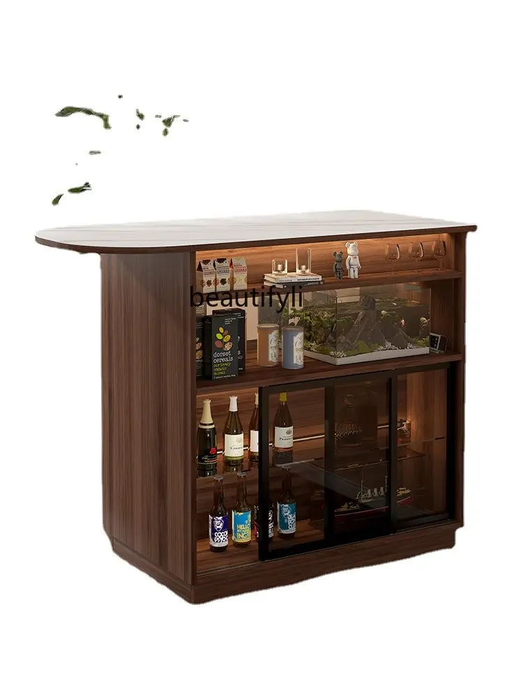 

Stone Plate Kitchen Island Dining Table Integrated Double-Sided Bar Cabinet Wine Cabinet Sideboard Cabinet Hallway Locker