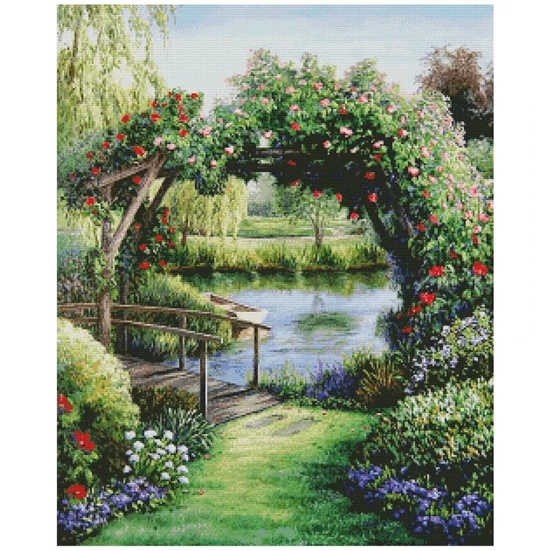 

The Garden Gate Scenery Patterns Counted Cross Stitch DIY 11CT 14CT 16CT 18CT Cross Stitch Kits Embroidery Needlework Sets Craft