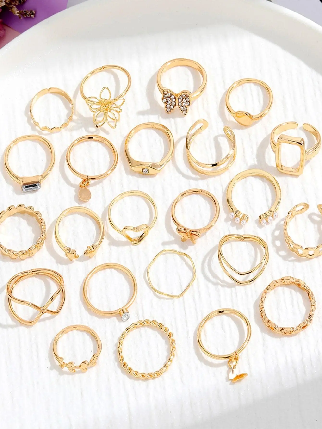 Sb95d4e3d6c6943dc8989887a39a03999M 23pcs/Set Vintage Heart Butterfly Rings Set For Women Fashion Gold-color Geometric Hollow Finger Ring Wedding Party Jewelry Mallzona