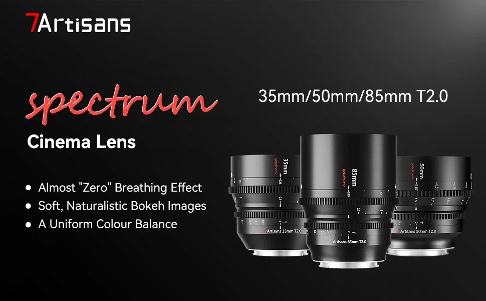 ビデオカメラ 7Artisans spectrum 35/50/85 T2.0 sony E 7artisans 35mm T2.0 Cine Lens for Sony E-Mount,Full Frame