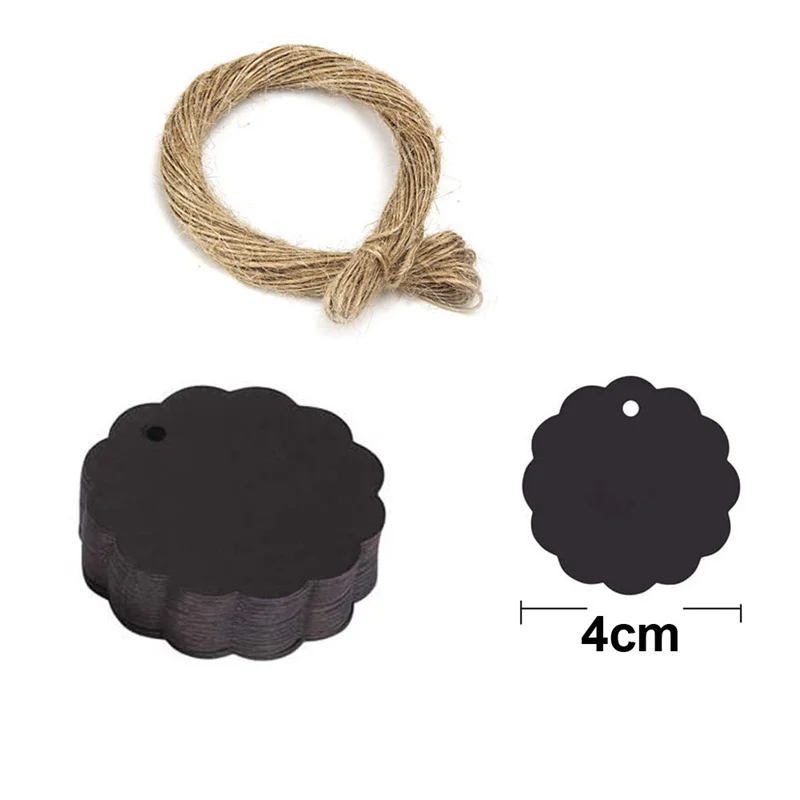 100pc+20m hemp rope gilding thank you for hanging tag cowhide black and white cardboard blank handmade DIY heart circle label handmade tags