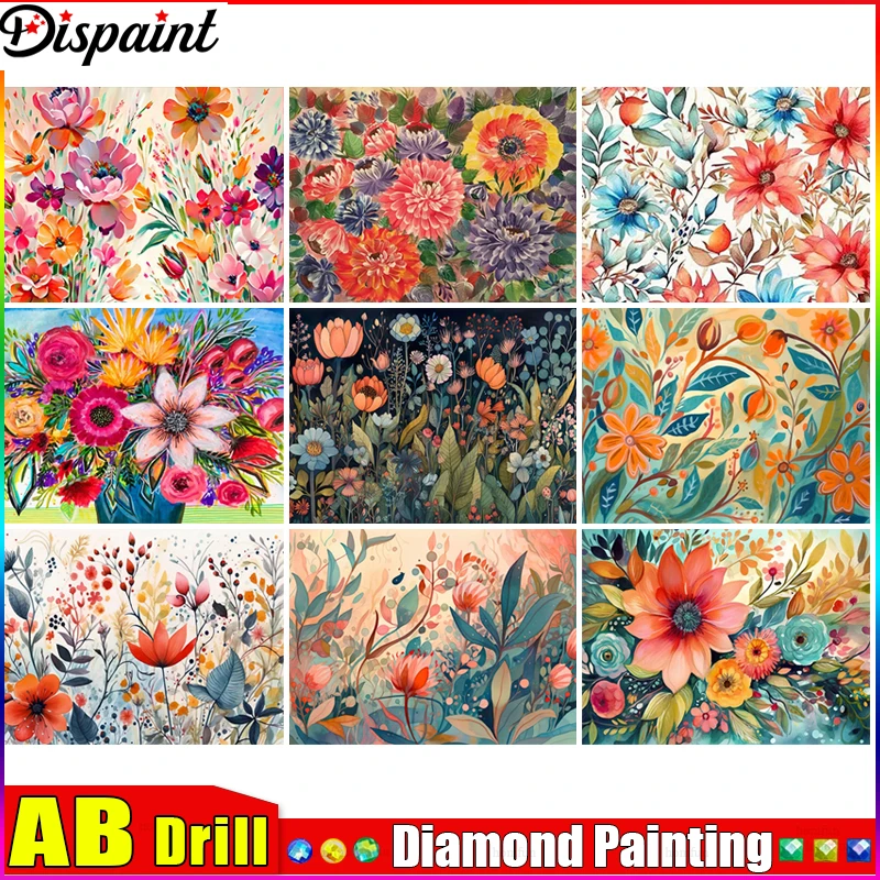 Dispaint Ab 5D Diamond Painting Full Drill Diamond Ricamo "Flower Tree Mountain" Immagine Di Strass Fatti A Mano Home Decor