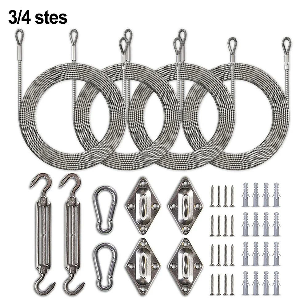 

Комплект оборудования для затенения паруса из нержавеющей стали, 44 шт., треугольные прямоугольные солнцезащитные шарнирные пряжки, пружинные крючки, прокладка, люверсы, проволочные канаты