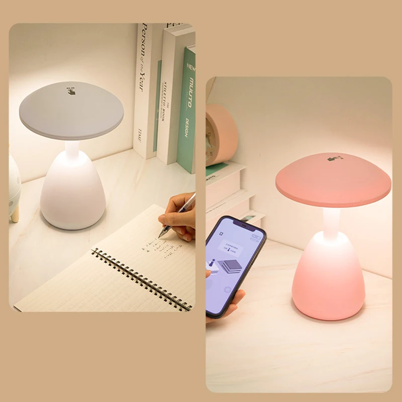 LED 버섯 소형 테이블 램프, 휴대용 USB 충전, 조도 조절 꽃 봉오리 램프, 침실 침대 옆 램프