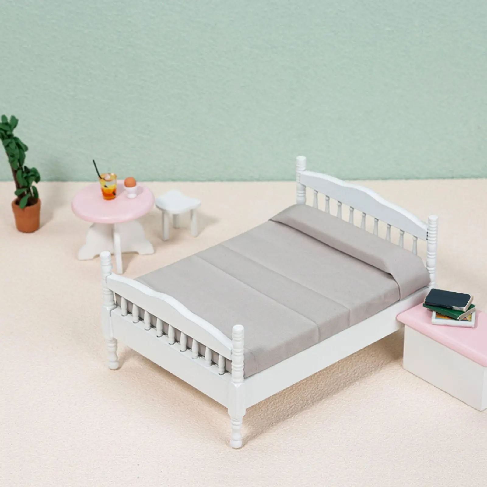 1:12 Four Poster Bed Frame Bed Full Double Size Dollhouse 