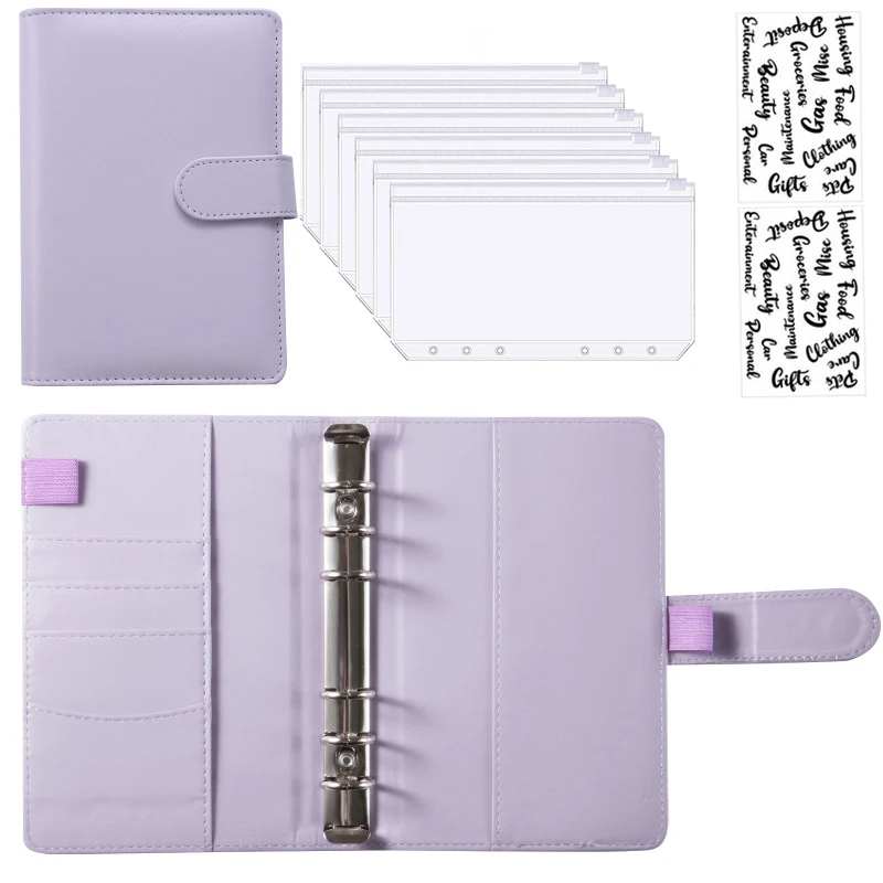 Premium A6 PU Leather Budget Binder with Cash Envelopes and Bill Organizer