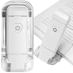 USB Rechargeable LED Clip - On Book Light with Adjustable Brightness and Eye Care (White 1 pack)