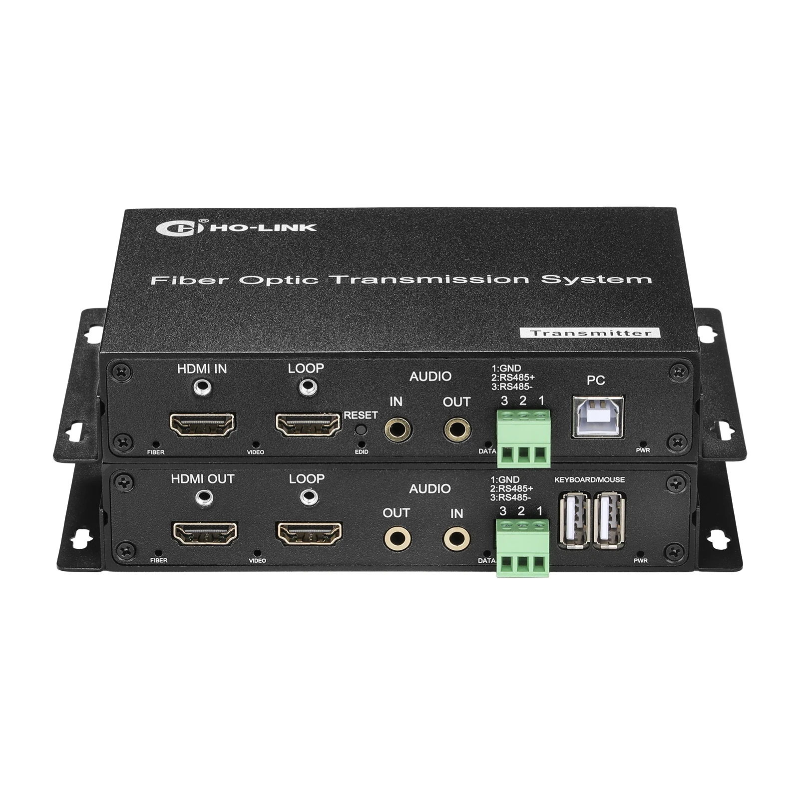 1 channel bidirectional 3.5 audio;1 channel bidirectional RS485 data;1 channel KVM 4K60Hz HDMI Fiber Optic Converter