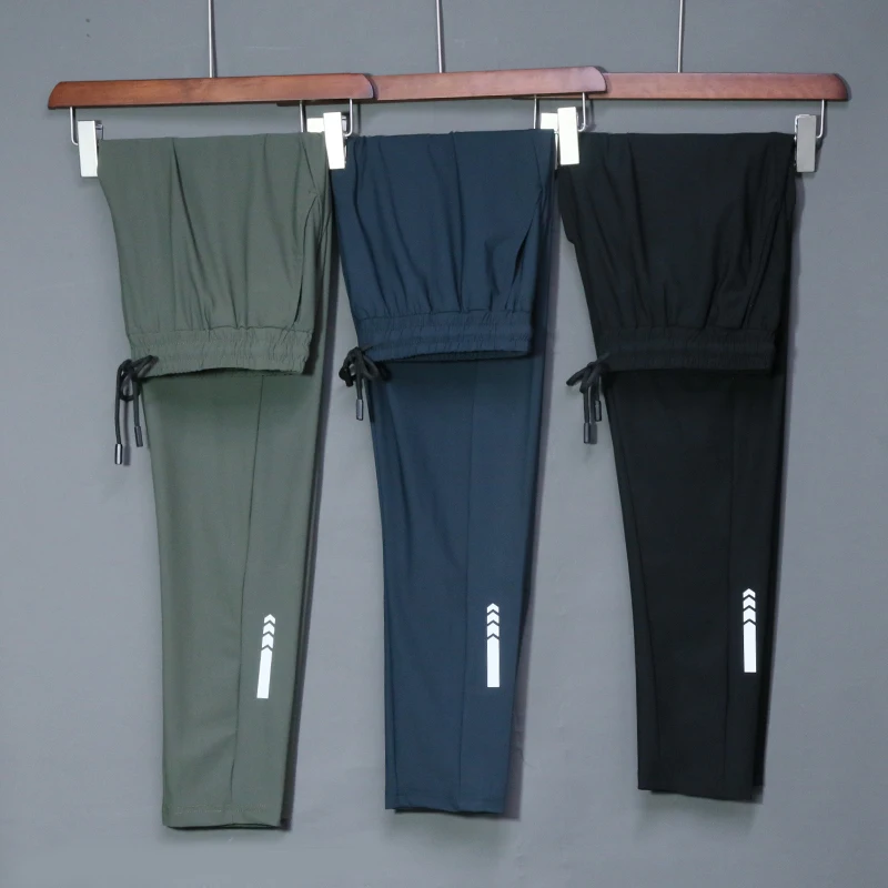 Ice Silk Quick Dry Comfortable Men Running Pants Soccer Basketball Training Trousers Jogging Fitness Gym Workout Sport Pants