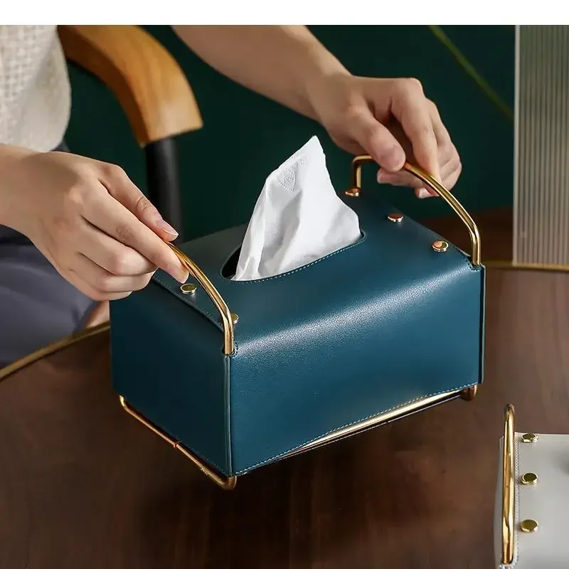 

Napkin Metal Home Leather Organize Tissue Boxes Storage Decorative Desktop Box Holder