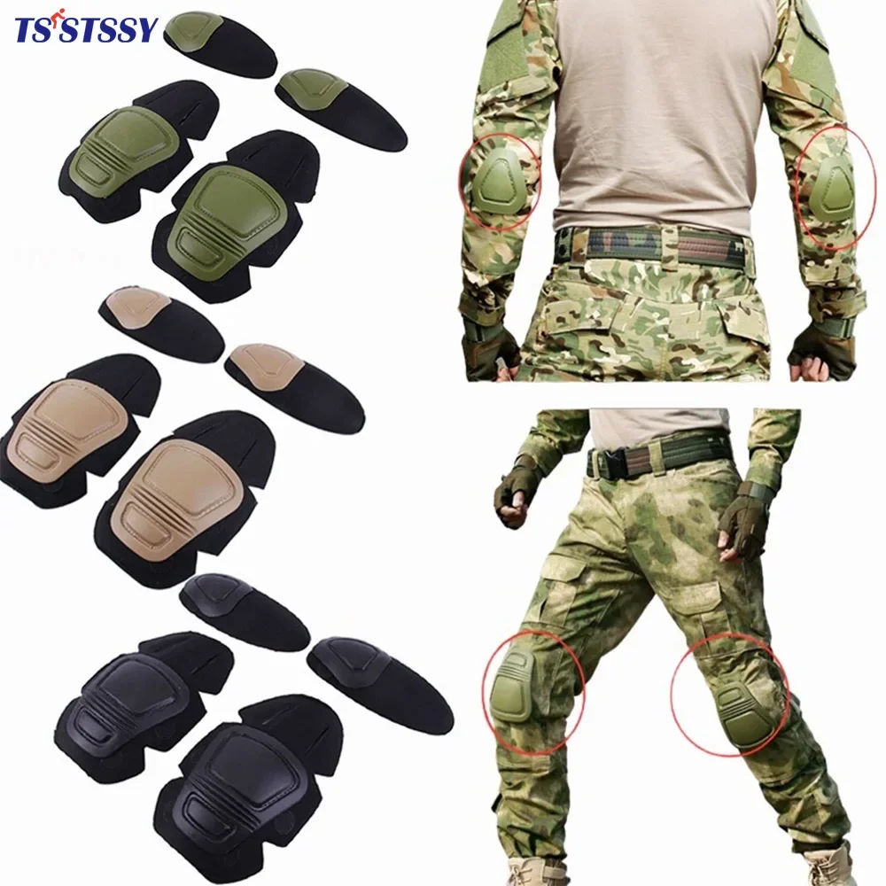 

4Pcs/Set Tactical Frog Suit Knee Pads Elbow Support Paintball Airsoft Tactical Kneepad Interpolated Knee Protector Combat Gear