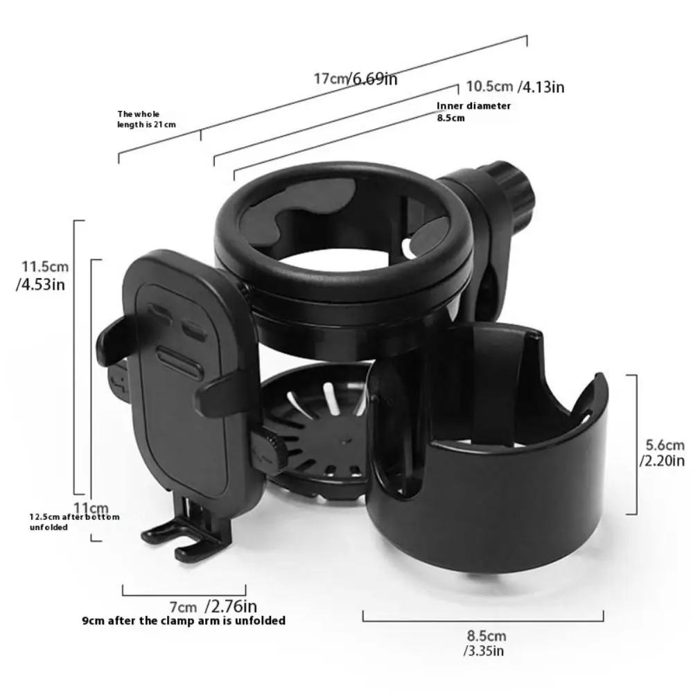 Anti-slip Baby Stroller Cup Holder Adjustable Easy To Install Kids Cup Stand Rotatable Phone Holder