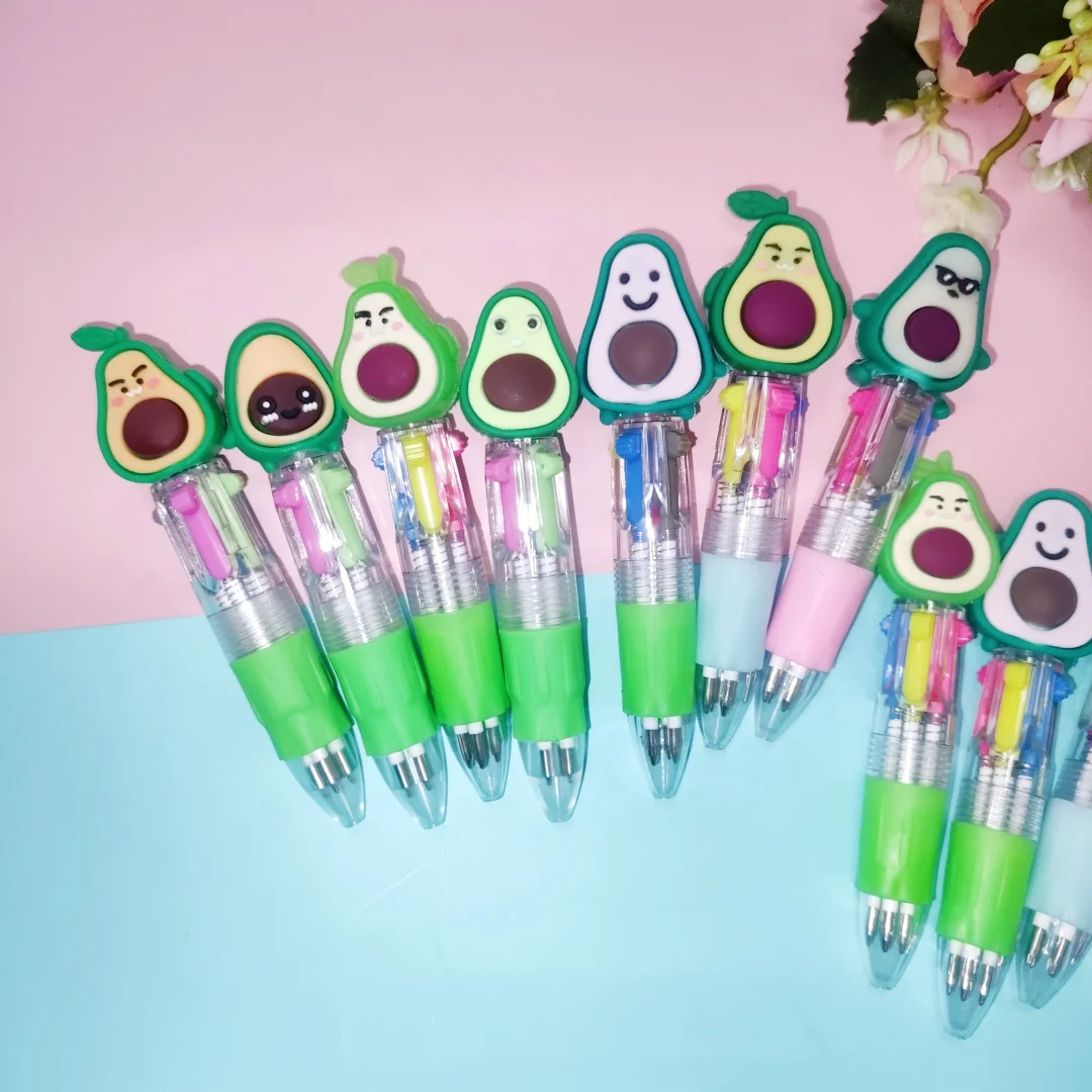 5Pcs/Lot Cute Cartoon Avocado 4 Colors Mini Ballpoint Pens Kids Writing Supplies Ball Point Pen School Office Stationery Gifts 4