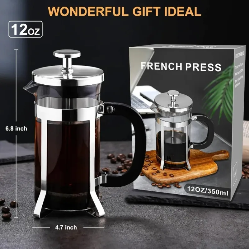 French Coffee Machine Coffee Press Filter Press Milk Frother Stainless Steel Bracket Heat-resistant Glass 2 French Coffee Machine Coffee Press Filter Press Milk Frother Stainless Steel Bracket Heat-resistant Glass 2