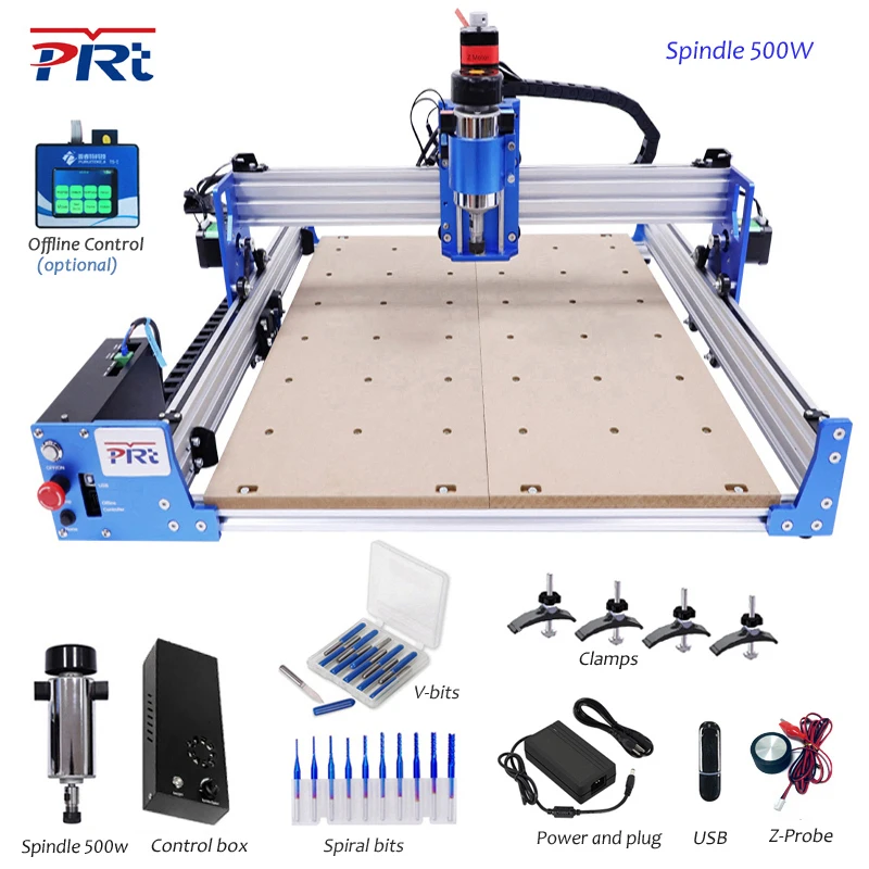 

PRTCNC Engraving Machine Engraver Benchtop 4040 CNC Router DIY Laser GRBL ER11 for Wood PCB Acrylic PVC Leather Bamboo Metal MDF