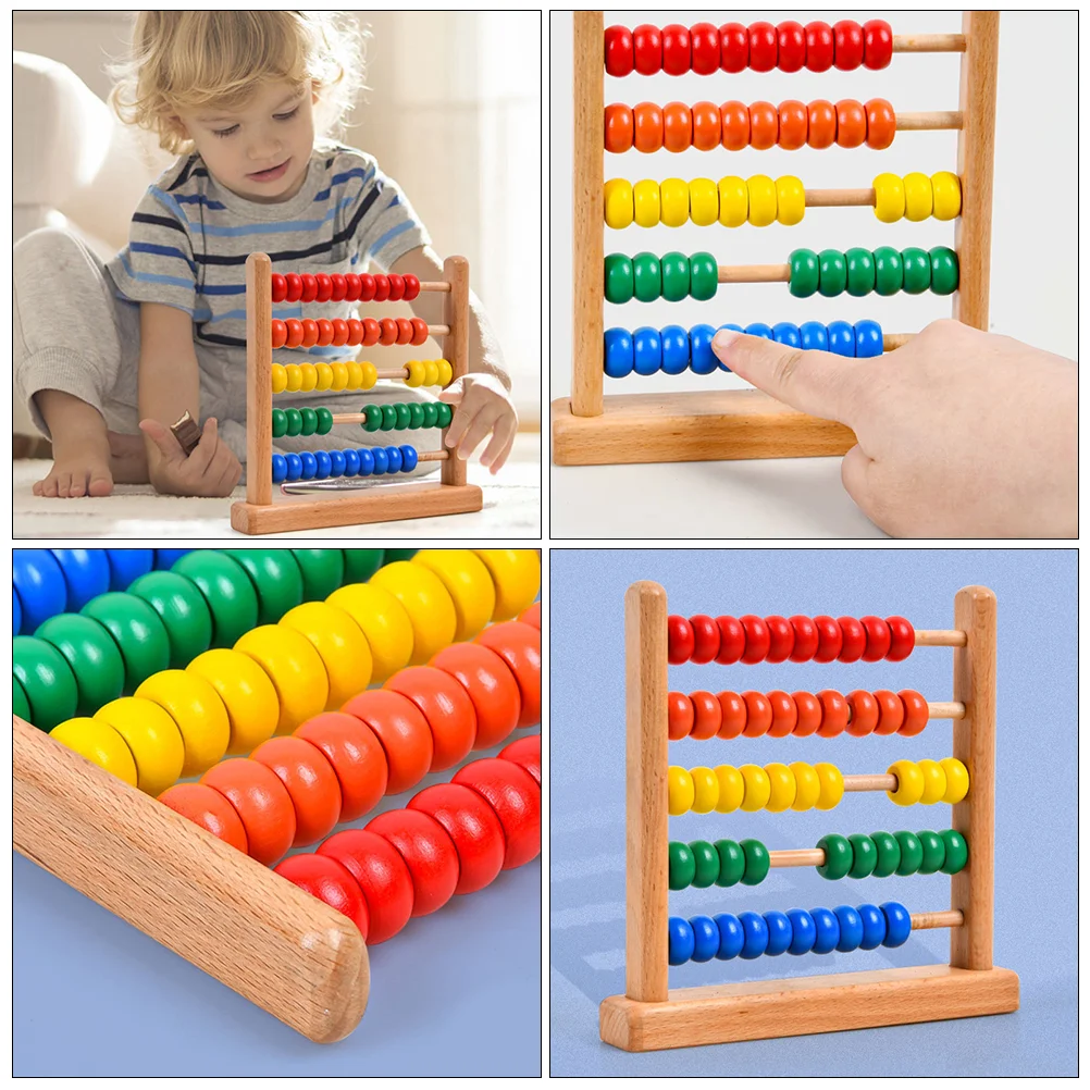 Abacus Stand Wooden Playset Counting Teaching Aid Math Learning Kids Tool Bead Arithmetic Child Cognitive Toy