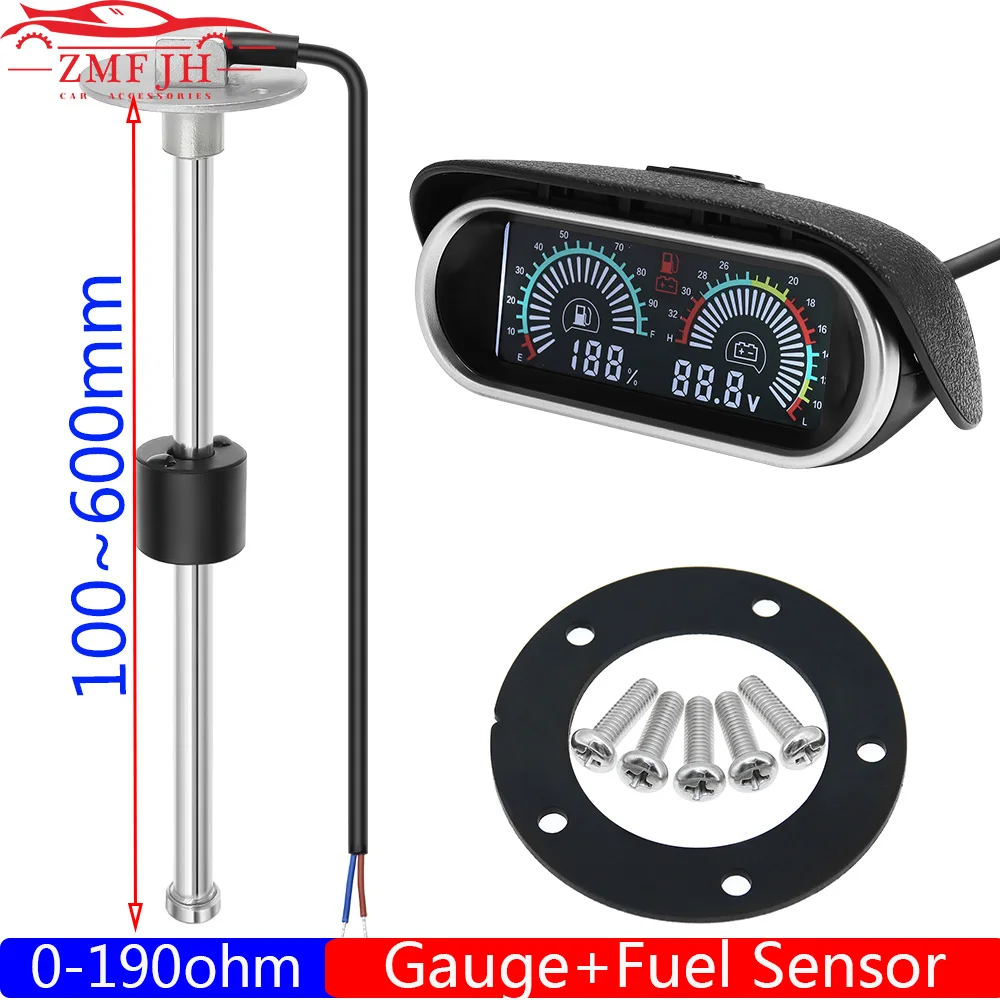 100600MM Fuel Level Float Sensor+Dual Gauge 0190 Ohm Fuel Level Gauge