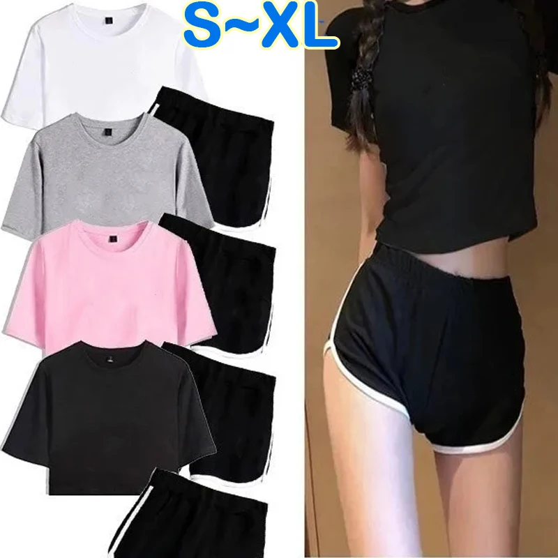 New short sleeved shorts two-piece set for women's slim fit set with exposed navel top shorts casual two-piece set chante moore exposed 1 cd