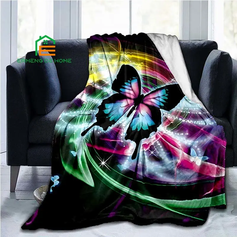 

3D Printing Animal Butterfly Soft Throw Blanket Flannel Living Room/Bedroom Warm Blanket for Kids, Adults, Elderly 5 Sizes