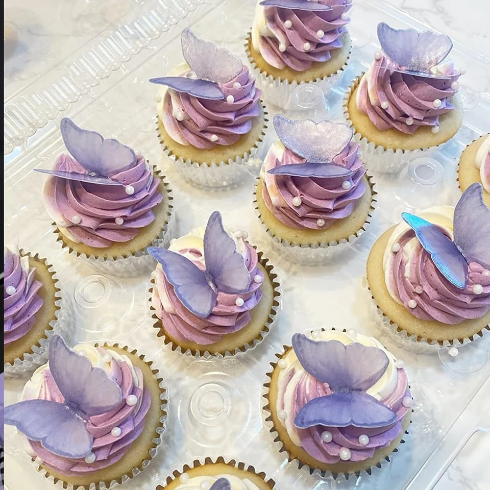 Gyufise Lot De 48 Décorations Pour Cupcakes En Forme De Papillon 3D - Tailles Mixtes - Pour Fête Prénatale, Mariage, Anniversaire De Mariage, Fête