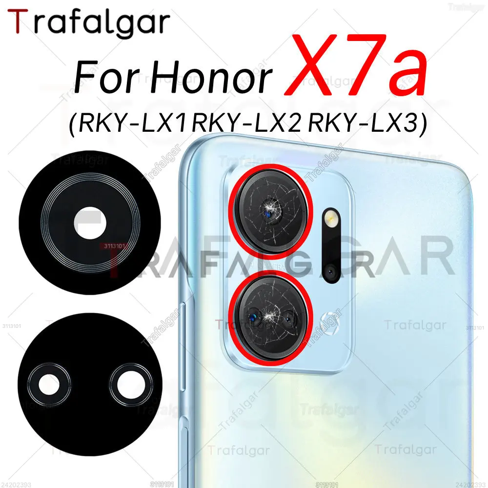 Honor X7a 용 후면 카메라 유리 렌즈, RKY-LX1 RKY-LX2 RKY-LX3 교체, 접착 스티커 포함