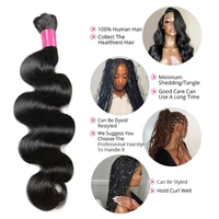 Mèches de cheveux humains pour tresses bohèmes, 100g, Cheveux humains ondulés sans nœuds pour tressage, Lots de cheveux en vrac pour tressage 4
